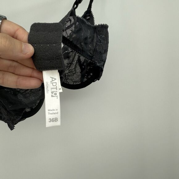 Apt 9 Dark Gray Sheer Lace Bra Underwire Size 36B Bralette - Picture 7 of 8